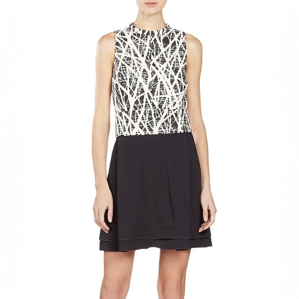 Proenza Schouler Abstract 1960s Style A Line Dress Black and Ivory - S